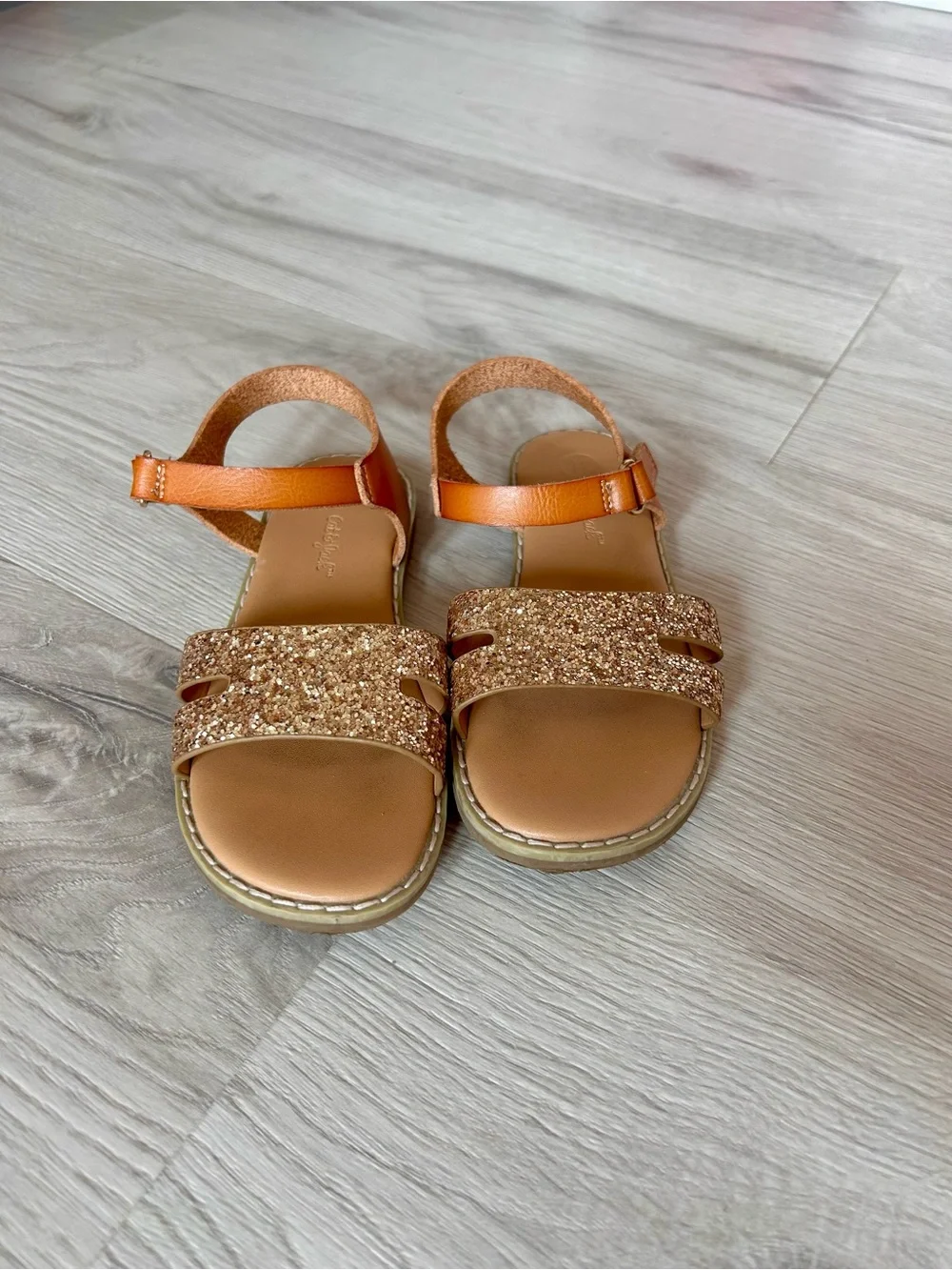 Cat & Jack Girls' Glitter Strap Sandals - Gold